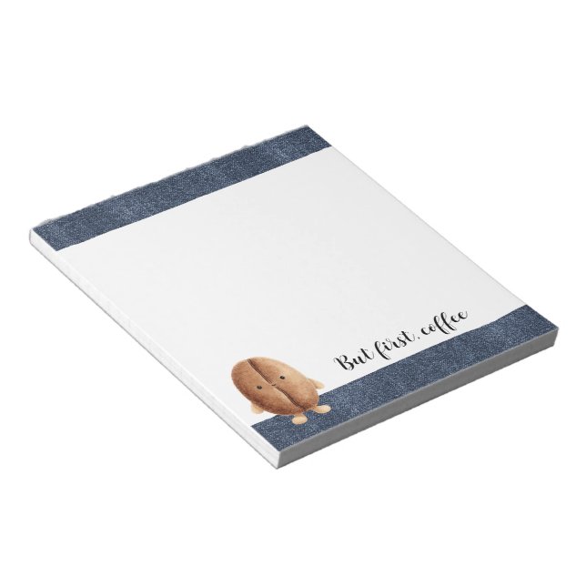Bloc De Notas Cute Coffee Bean Falso Denim Azul Jean (Lado Derecho)
