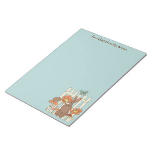 Bloc De Notas Cute Cottagecore Animales Papel de escritura azul 