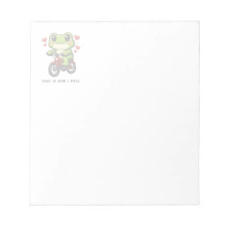 Bloc De Notas Cute Cycling Frog | Kawaii Frog Bicycle Art