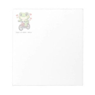 Bloc De Notas Cute Cycling Frog | Kawaii Frog Bicycle Art