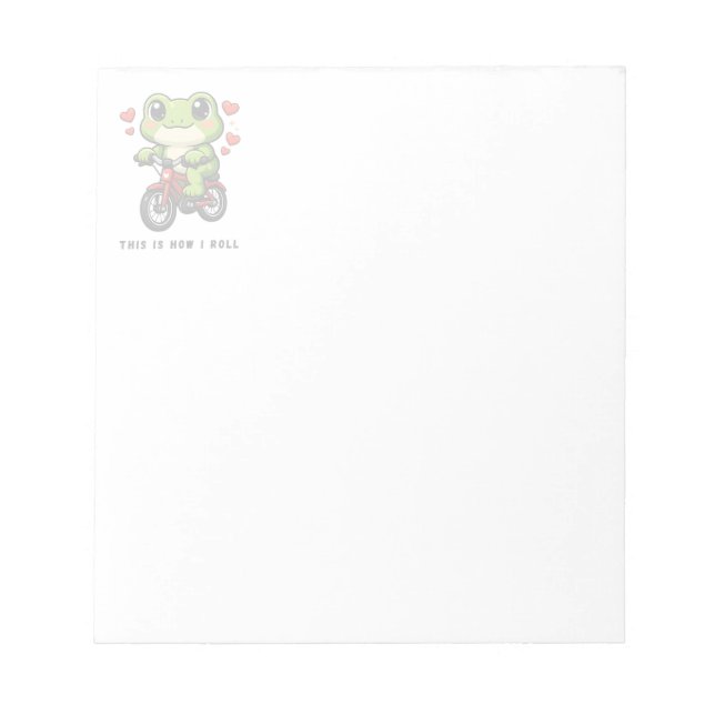 Bloc De Notas Cute Cycling Frog | Kawaii Frog Bicycle Art (Frente)