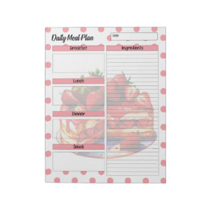 Bloc De Notas Cute Daily Strawberry Tratos Planner De Comida