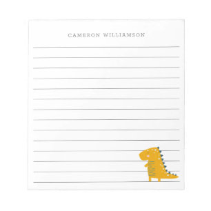 Bloc De Notas Cute Dinosaur in Yellow Personalized Stationery 
