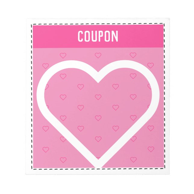 Bloc De Notas Cute DIY Coupons | Corazones rosados (Frente)