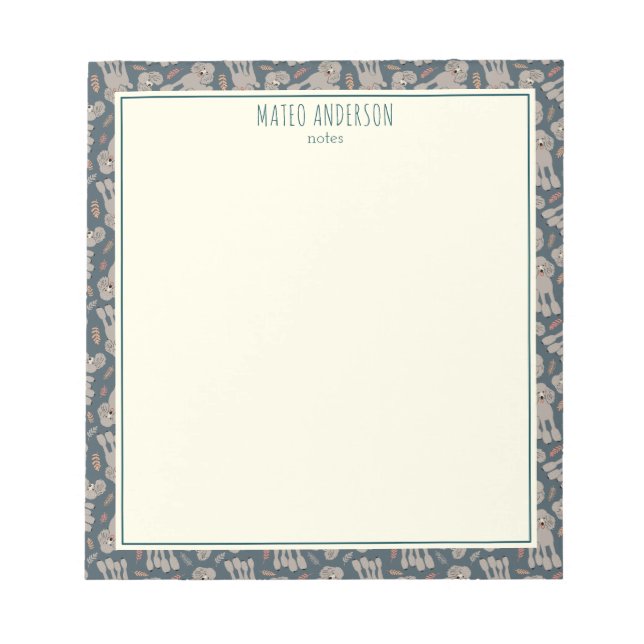 Bloc De Notas Cute Dogs with Plants Personalized Name Green (Frente)