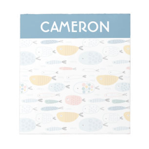Bloc De Notas Cute Doodle School of Fish Pattern