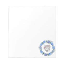 Bloc De Notas Cute Floral Azul Hydrangea Wolf Diseño Notepad
