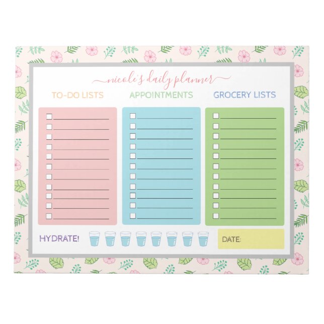 Bloc De Notas Cute Floral Daily Planner (Frente)