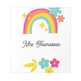 Bloc De Notas Cute Flowers Stars Rainbow Teacher Notepad