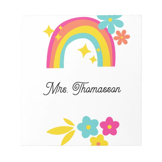 Bloc De Notas Cute Flowers Stars Rainbow Teacher Notepad (Frente)