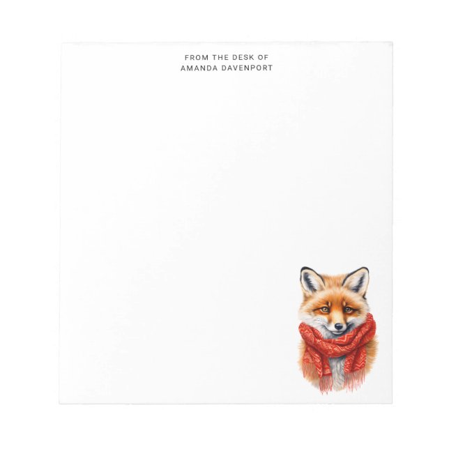 Bloc De Notas Cute Fox in a Red Scarf Autumn Image (Frente)