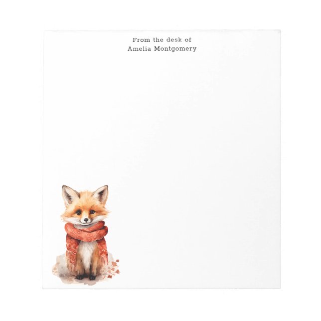 Bloc De Notas Cute Fox Pup in a Red Scarf (Frente)