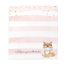 Bloc De Notas Cute Fox with Glasses Math Teacher Notepad
