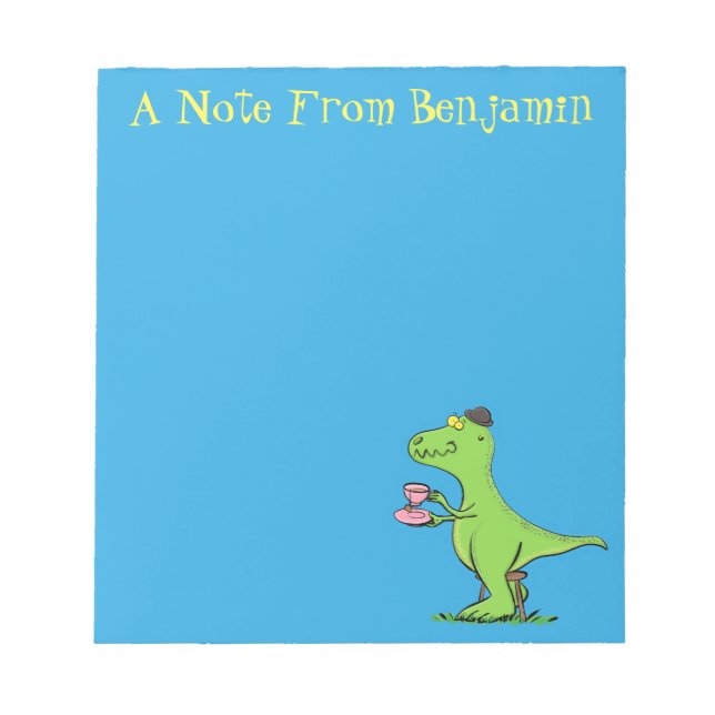 Bloc De Notas Cute funny green t rex dinosaur cartoon (Frente)