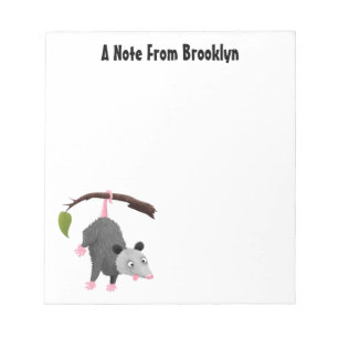 Bloc De Notas Cute funny opossum hanging from branch cartoon