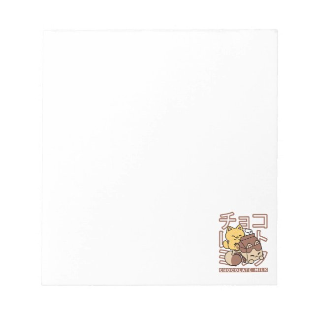 Bloc De Notas Cute gato montando leche de chocolate Carton Kawai (Frente)