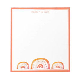 Bloc De Notas Cute Girly Naranja acuarela Arcoiris personalizado