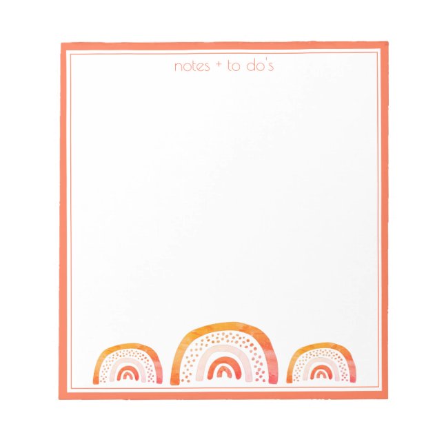 Bloc De Notas Cute Girly Naranja acuarela Arcoiris personalizado (Frente)