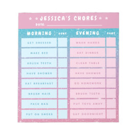 Bloc De Notas Cute Girly Pink Blue Glitter Kids Daily Chores