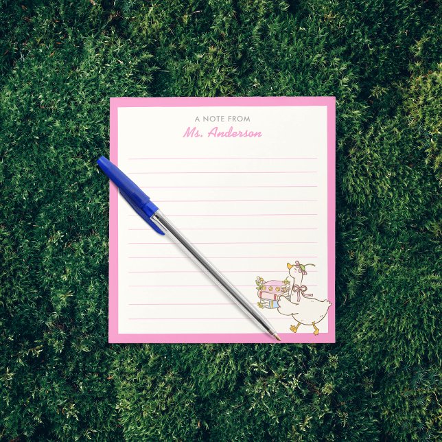 Bloc De Notas Cute Goose Holding Books Teacher Appreciation Gift (Subido por el creador)