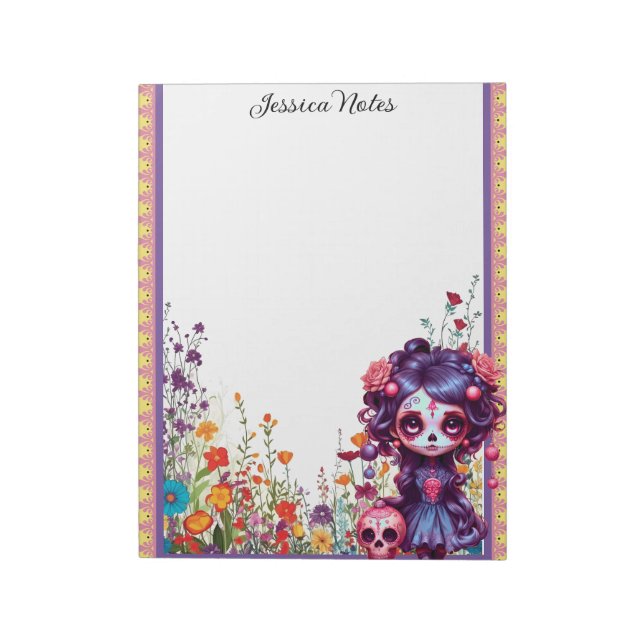 Bloc De Notas Cute Gothic Garden Sugar Skull (Lado Izquierdo)