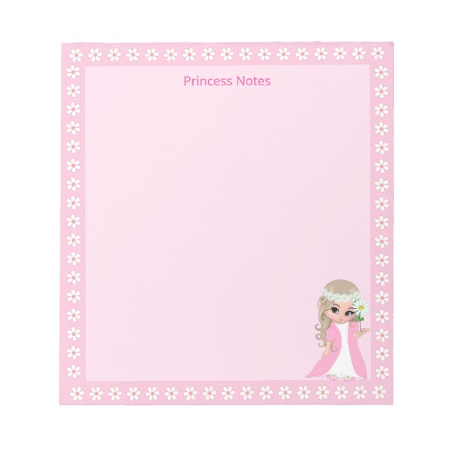Bloc De Notas Cute Hada Princesa en Simple rosa claro  (Frente)