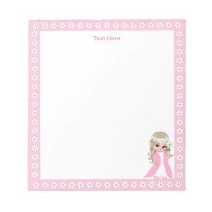 Bloc De Notas Cute Hada Princesa & Flores Blancas en Simple