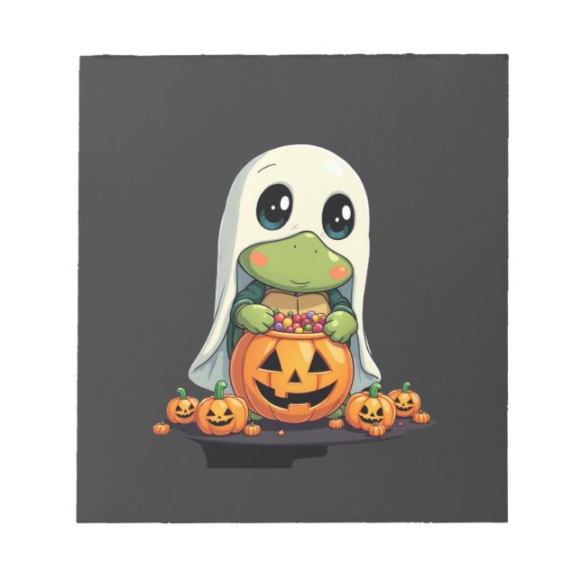 Bloc De Notas Cute Halloween Turtle Ghost with Candy (5) (Frente)
