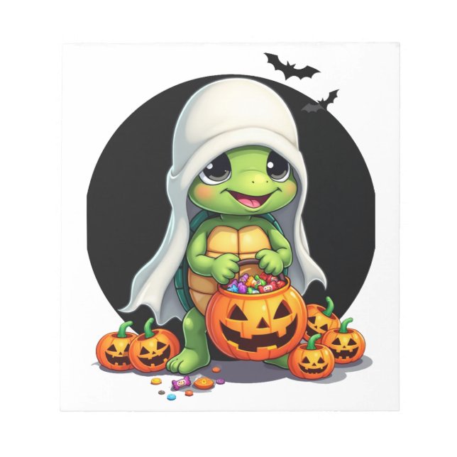 Bloc De Notas Cute Halloween Turtle Ghost with Candy (7) (Frente)