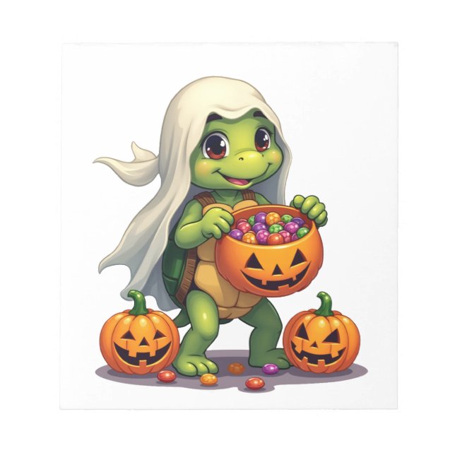 Bloc De Notas Cute Halloween Turtle Ghost with Candy (8) (Frente)