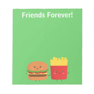 Bloc De Notas Cute Hamburguesa y Patatas Amigas Para Siempre