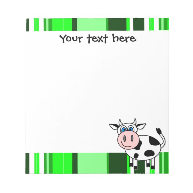 Bloc De Notas Cute Happy Cow - Green Stripe (Frente)
