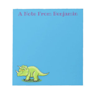 Bloc De Notas Cute happy green triceratops dinosaur cartoon