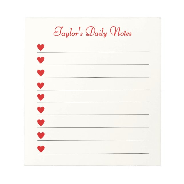 Bloc De Notas Cute Hearts Daily Notes Valentine Gift (Frente)