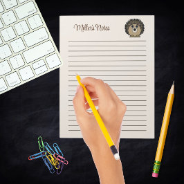 Bloc De Notas Cute Hedgehog Género Neutral Beige Brown Niños