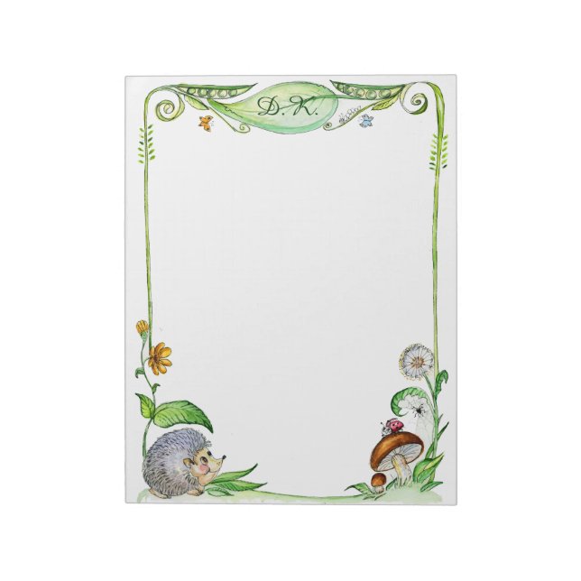 Bloc De Notas Cute Hedgehog hongo pintura acuarela (Lado Izquierdo)