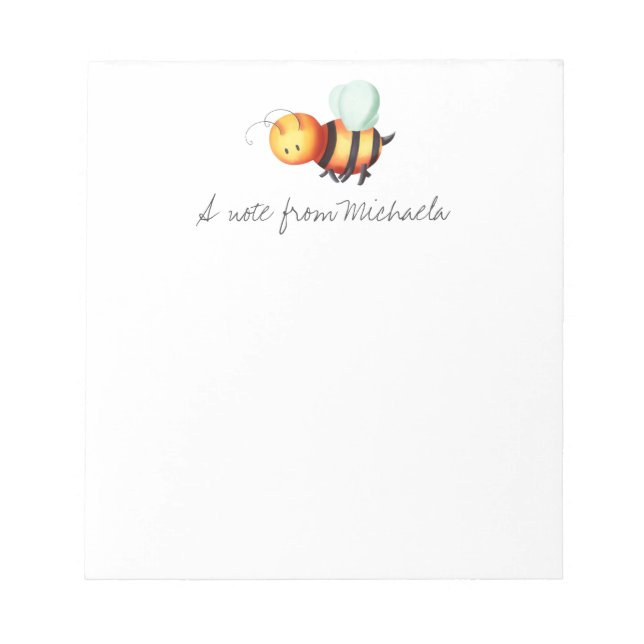 Bloc De Notas Cute Honey bee illustrated personalized (Frente)