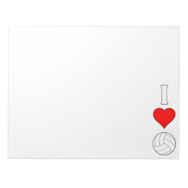 Bloc De Notas Cute I Love/Heart Volleyball