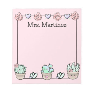 Bloc De Notas Cute Kawaii Sucultores Personalizados