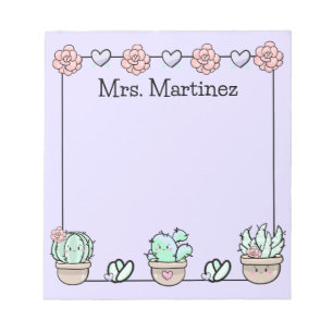 Bloc De Notas Cute Kawaii Sucultores Personalizados
