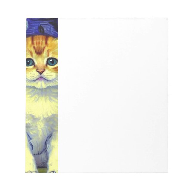 Bloc De Notas Cute Kitten Starry Night Van Gogh (Frente)