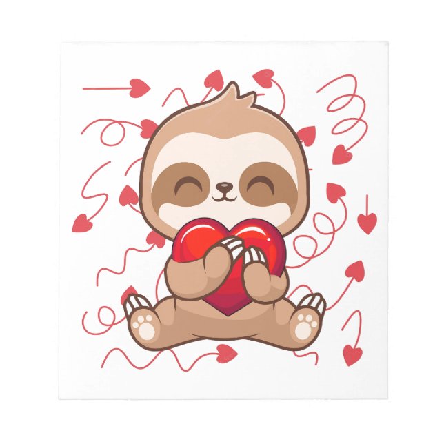 Bloc De Notas Cute Lazy Sloth Holding Heart Love Sloth (Frente)