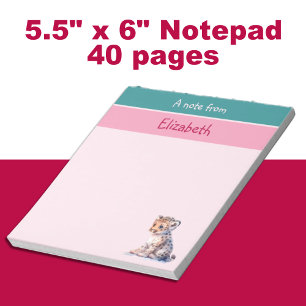 Bloc De Notas Cute leopardo nombre personalizado niños rosados