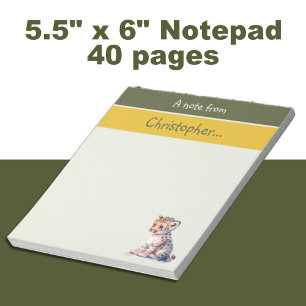 Bloc De Notas Cute leopardo nombre personalizado niños verdes