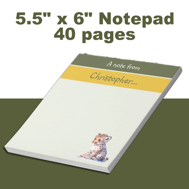 Bloc De Notas Cute leopardo nombre personalizado niños verdes (Subido por el creador)