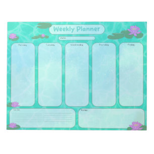 Bloc De Notas Cute Lily Pad semanal Planner Lunes a Viernes