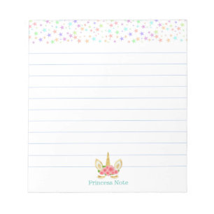 Bloc De Notas Cute Magic Unicorn y estrellas multicolores alinea