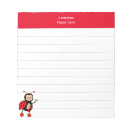 Bloc De Notas Cute mariquita y encabezado rojo rayado