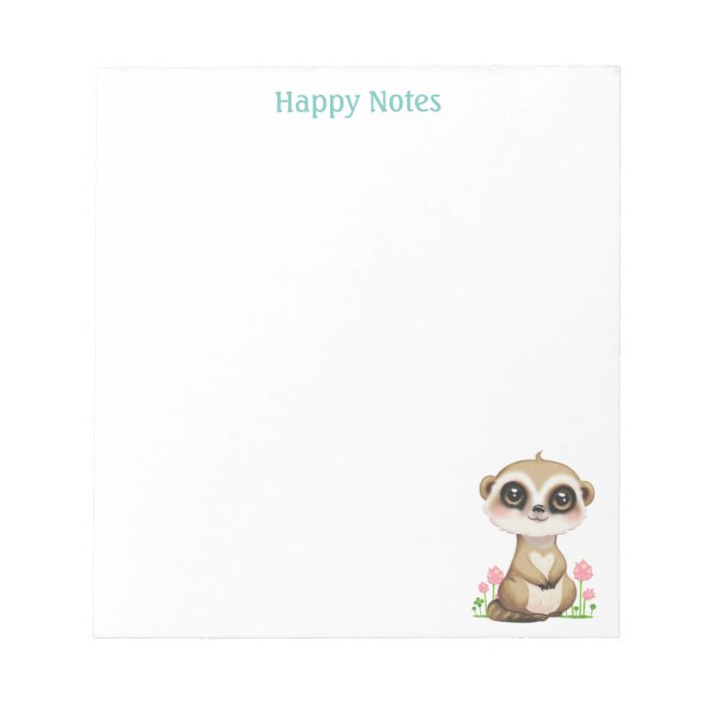 Bloc De Notas Cute Meerkat y flores personalizadas (Frente)