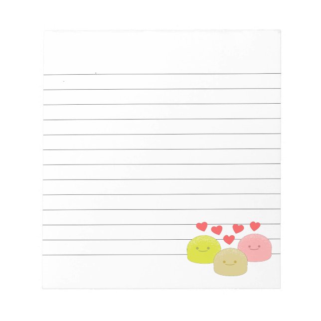 Bloc De Notas Cute Mochi Personalizado dibujos en línea (Frente)